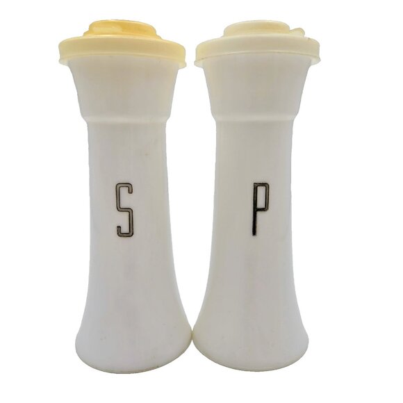Tupperware 6” Sheer Hourglass Salt And Pepper Shaker Set 718 Clear Flip Top Lids - Picture 1 of 11